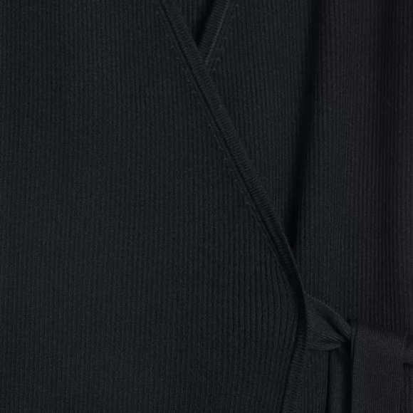 Mango Wrap Ribbed Sweater Midi Dress in Black  - MEDIUM NWT - Picture 5 of 14